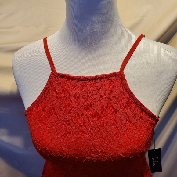 Lulu's Endlessly Infatuated Red Lace Midi Dress SZ XS - Picture 2 of 8